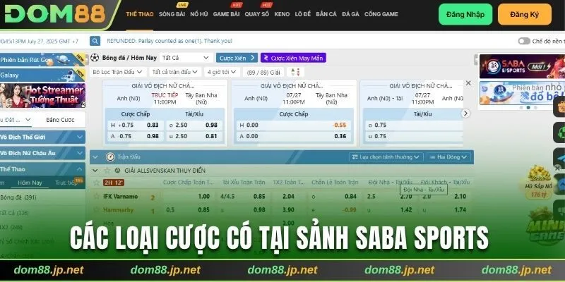 Các loại cược nên thử khi đến với Saba thể thao 