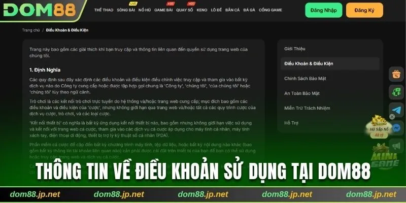 Điều khoản sử dụng giúp người chơi hiểu rõ trách nhiệm tham gia 