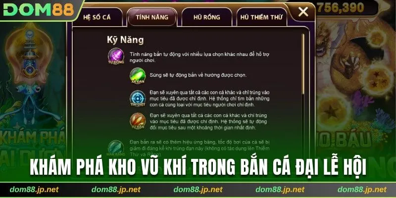 Khám phá kho vũ khí của Bắn Cá Đại Lễ Hội